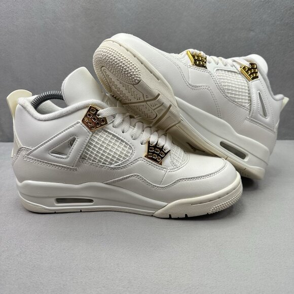 Womens Size 8 Nike Air Jordan 4 Retro Shoes Sail / Metallic Gold AQ9129-170 NEW - Picture 5 of 9